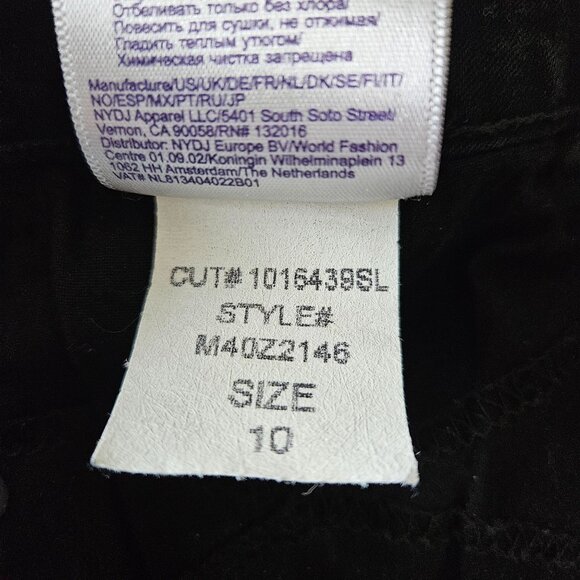NYDJ Woman Size 10 Marilyn Straight Lift & Tuck Black Jeans Embroidered Pockets - Picture 8 of 8